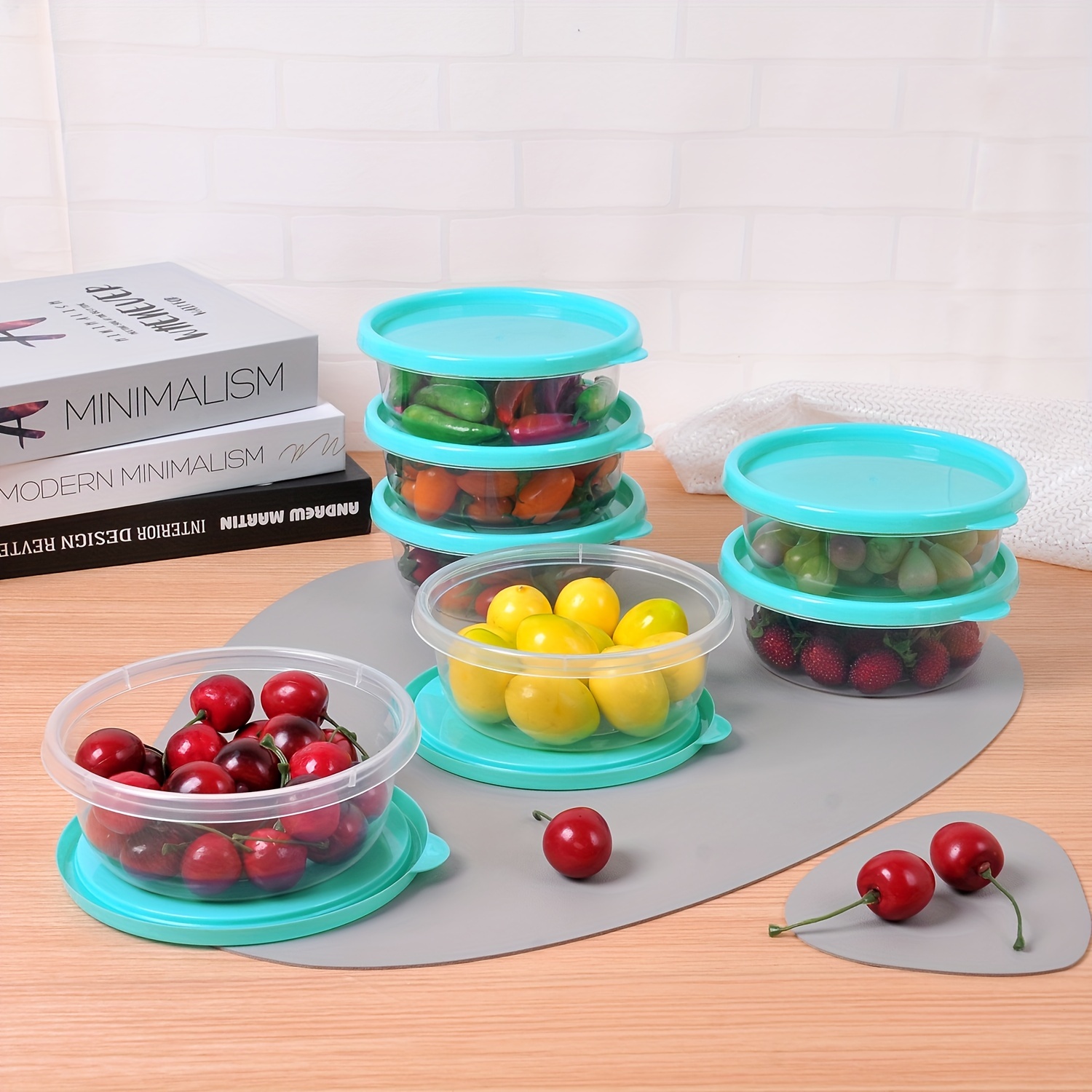 Storage Box Set, Round Modern Style Food Storage Fresh-keeping Box