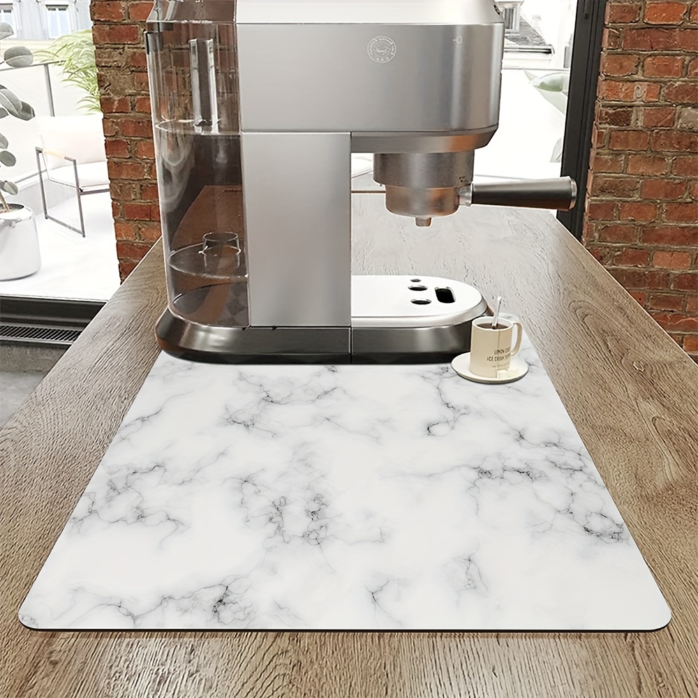 Marble Pattern Drain Pad Plate Drying Mat Kitchen Countertop - Temu