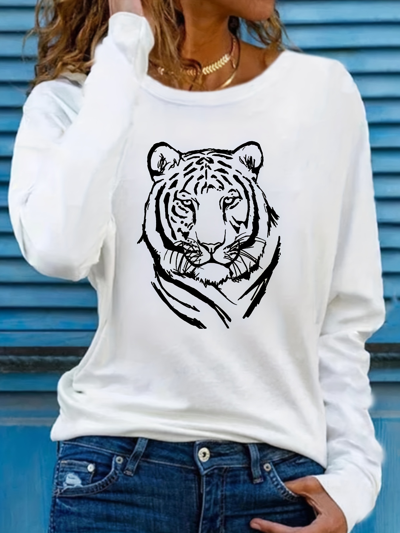 LONG SLEEVE TIGER T-SHIRT WHITE | Bodega