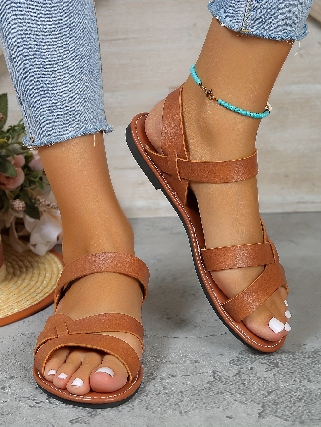 women s flat sandals casual open toe summer shoes details 1
