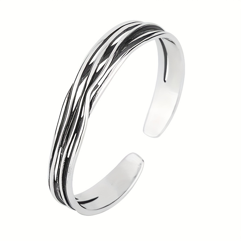 Men's Classic Silver Curved Branch Open Bracelet