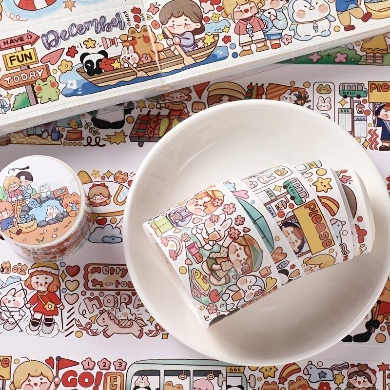 1 Roll 0 15 32 8ft Colourful Cute Cartoon Character Stickers Roll Diy  Sticker Play Theme Sticker For Scrapbook Cut By Yourself - Office Products  - Temu
