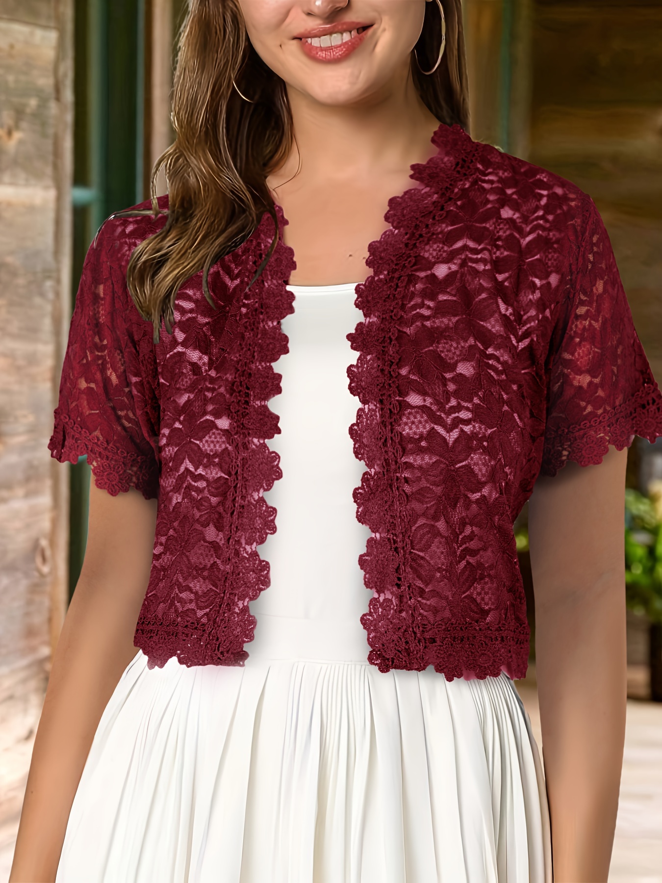 Burgundy on sale lace jacket