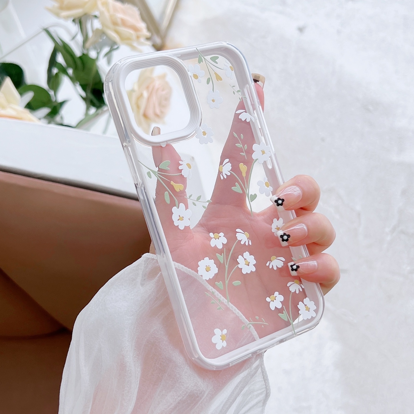 Glitter Real Dried Flower Clear Case Cover For iPhone 14 13 Pro Max 12 11 7  8 XR