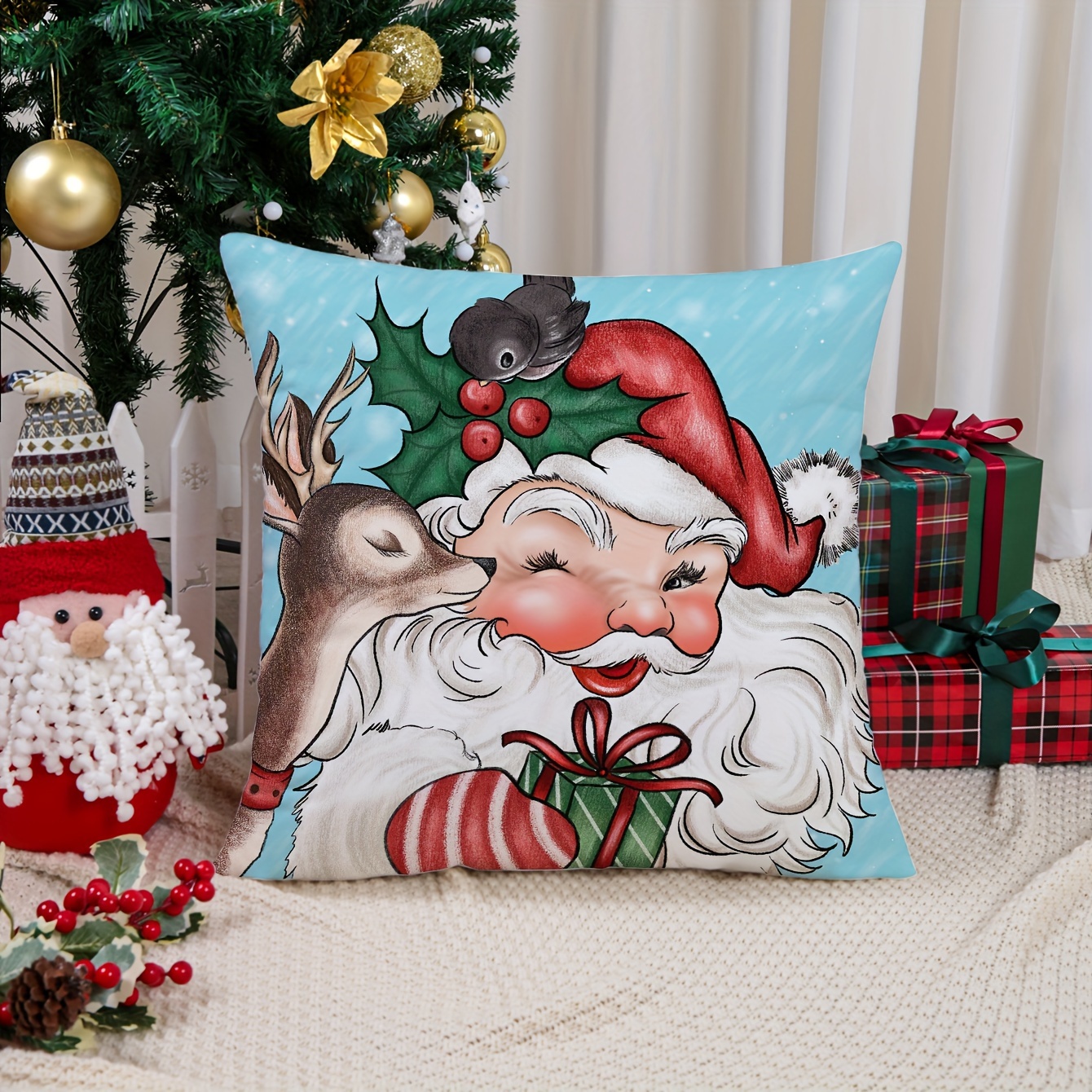 Christmas Santa Claus Throw Pillow Covers, Printed Throw Pillowcase, Throw  Pillow Covers Decor, Home Decor, Room Decor, Bedroom Decor, Living Room  Decor, Car Decor, Sofa Decor - Temu