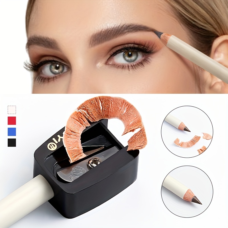 Sacapuntas de doble agujero para cosméticos, delineador de ojos, lápiz +  sacapuntas, juego de maquillaje, herramienta práctica de delineador de ojos