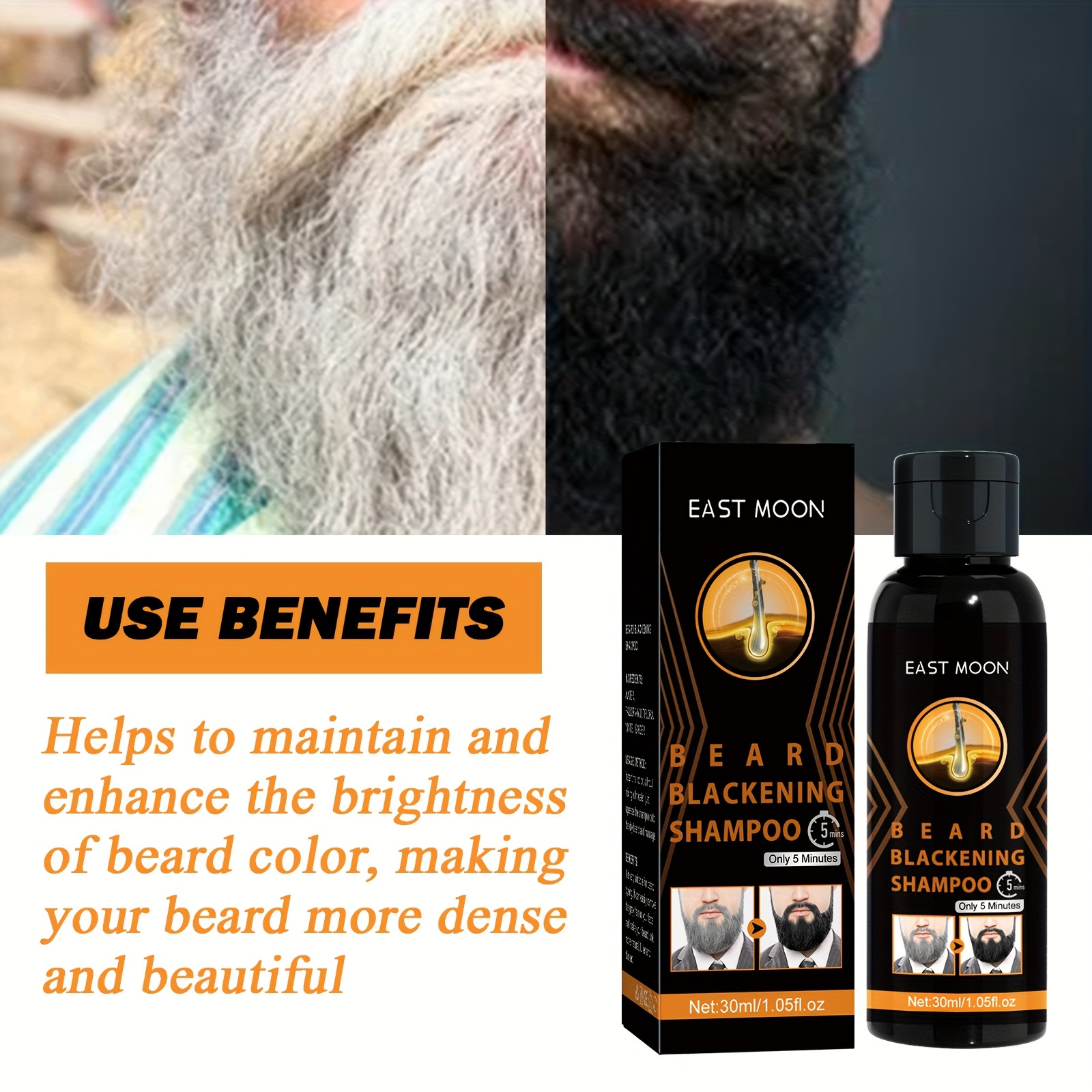 30ml Blackening Beard Shampoo For Men - Beard Coloring Product