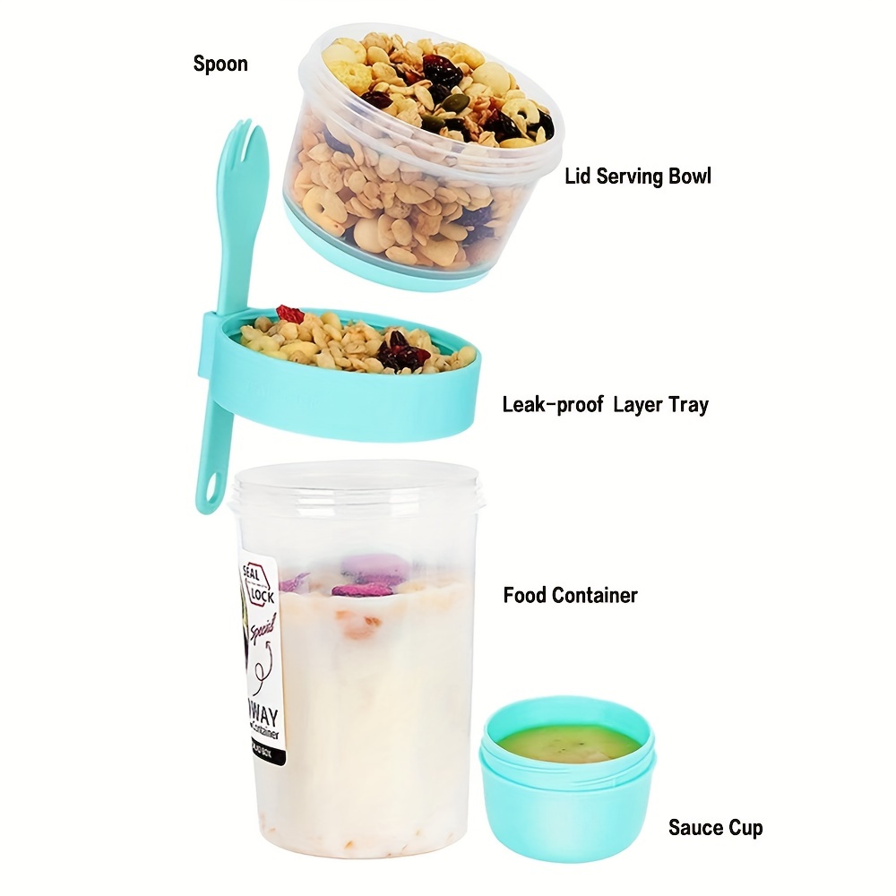 Large Capacity Salad Cup With Spoon, Lid And Fork For Breakfast