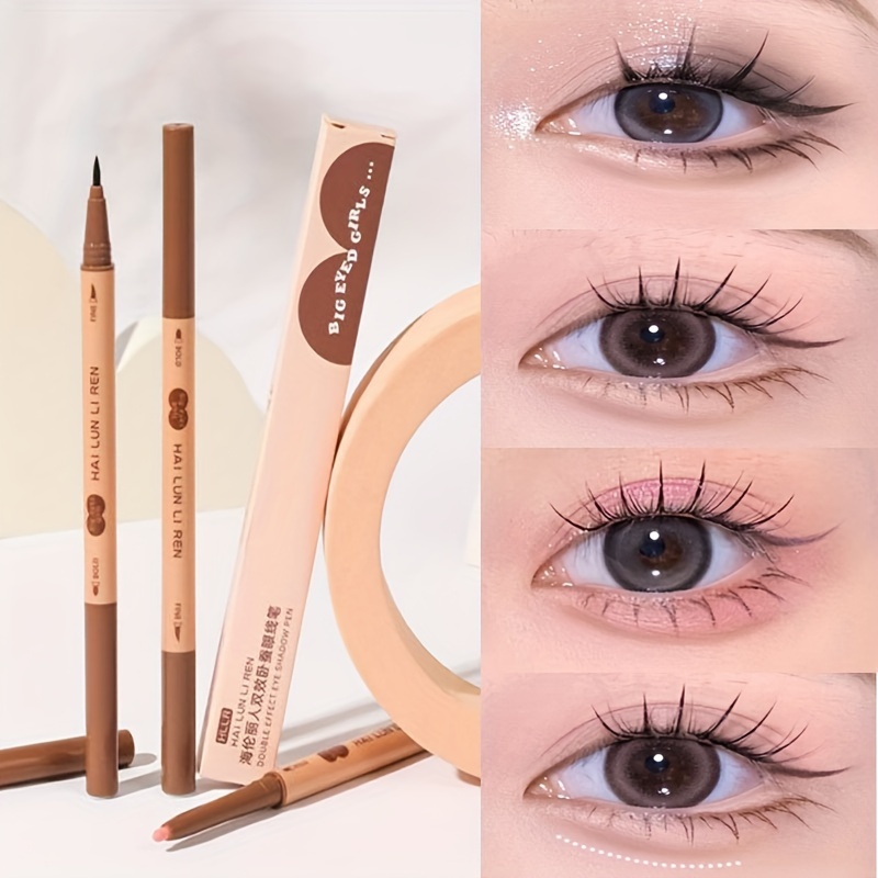 

Double-headed Eyelid Under Crease Eyeliner Pen Waterproof, Sweat Proof And Smudge-proof, Matte Shadow Natural Eyelid Pen Highlight Brightening Eyeliner Liquid Pen