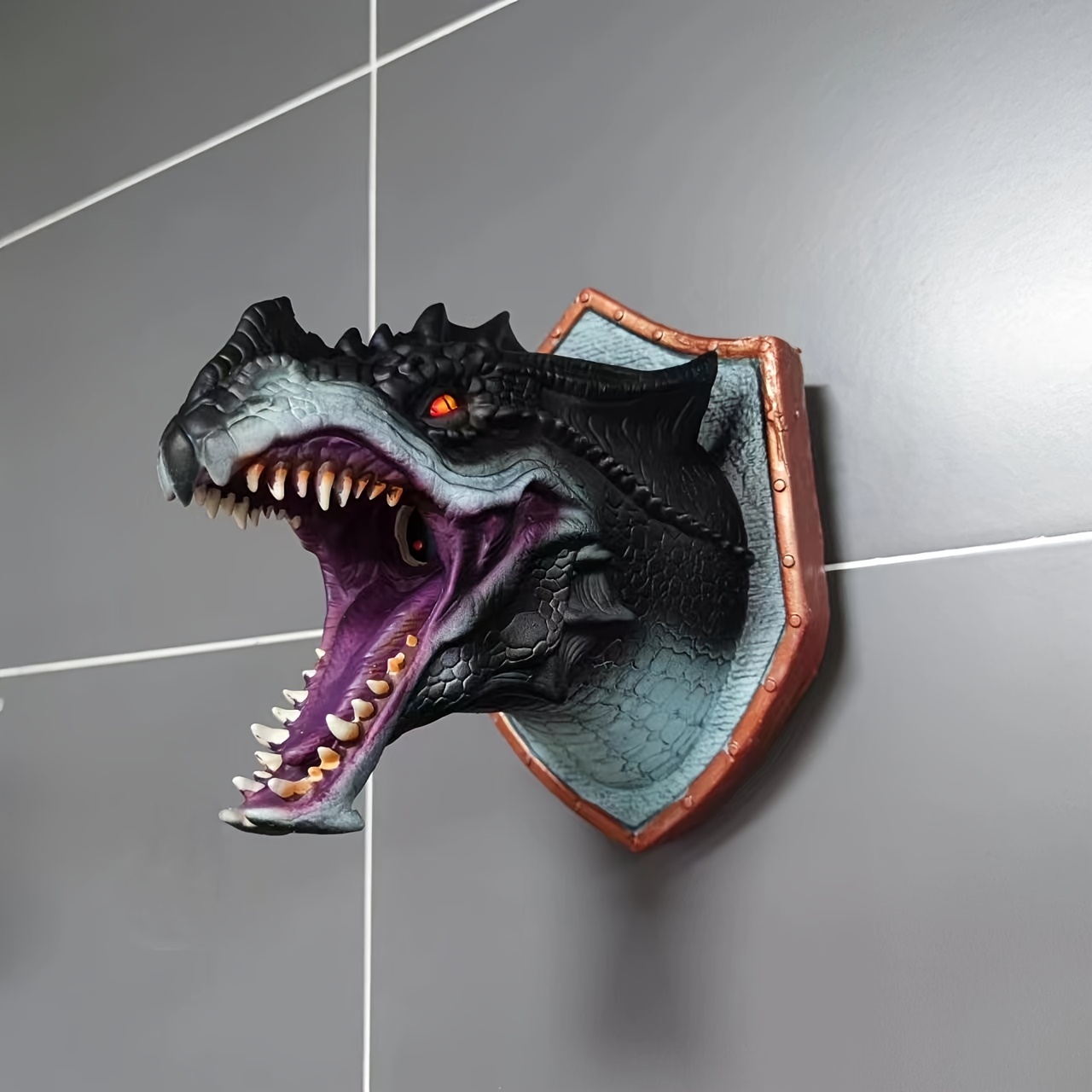 3D Dragon Head LED Wall Mounted Art Sculpture Dinosaur Home