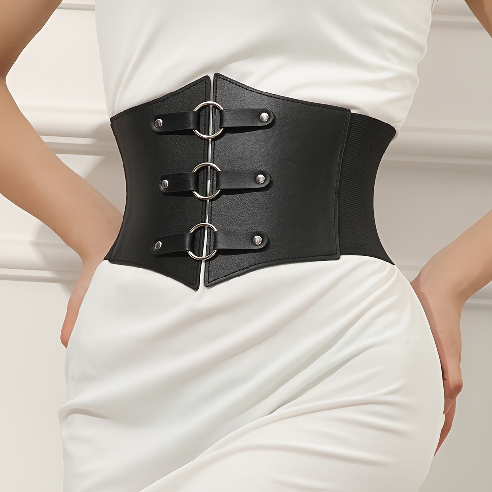 1Pcs Gothic Dark Lace Up Female Waist Corset Belt Wide PU Leather Dress  B.nu