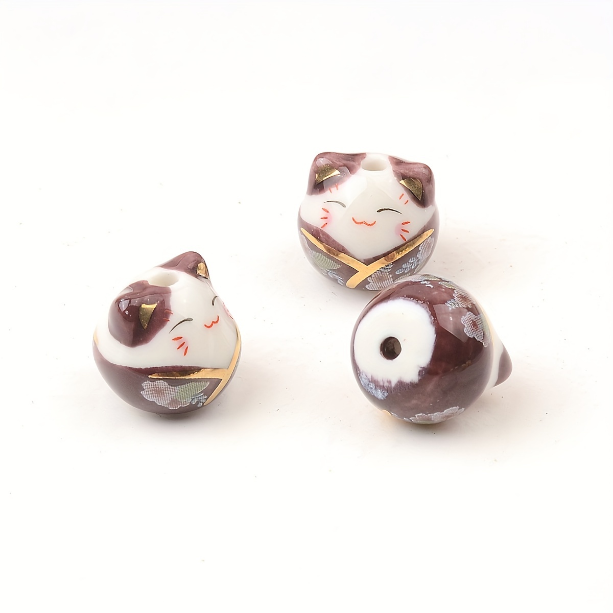 Cute Lucky Cat Ceramic Beads Diy Bracelet Necklace Jewelry - Temu