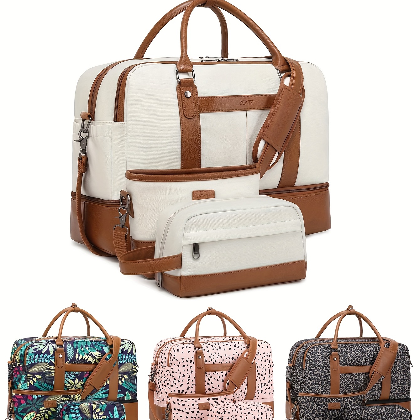 large capacity carry on bag set canvas lightweight luggage weekender bag portable travel gym storage bag details 1