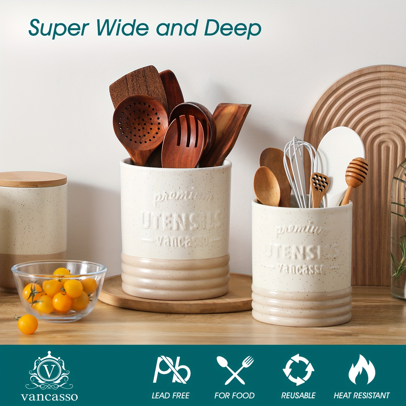 Soporte de utensilios de cocina de granja de gran tamaño | Vajilla de  cerámica blanca para almacenamiento de utensilios de cocina