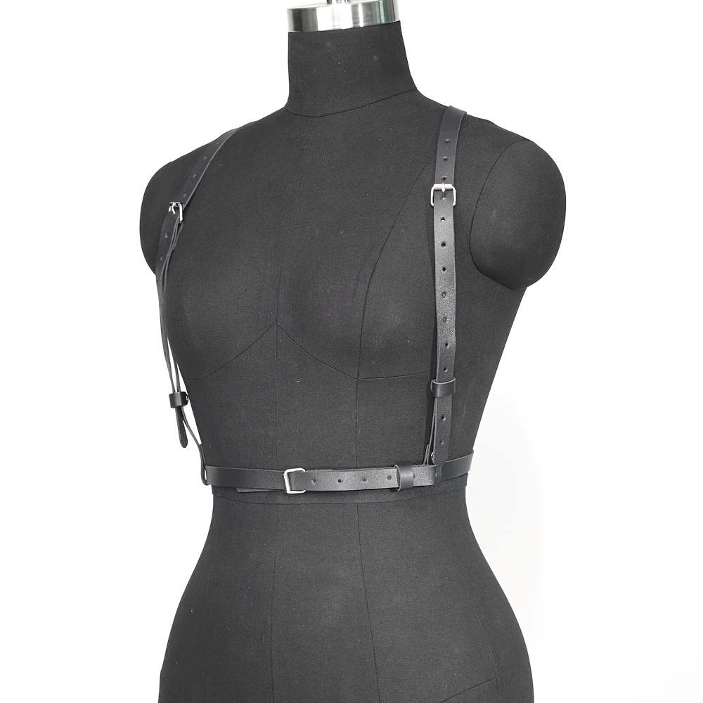 Black Pu Leather Harness Belt Chest Harness Corset - Temu