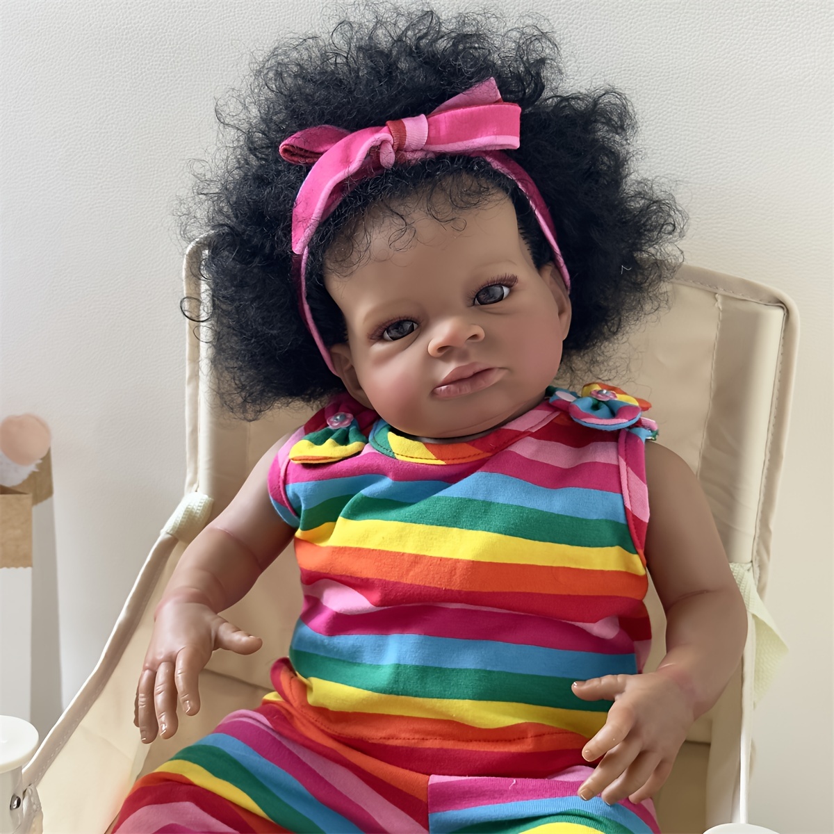 58CM Reborn Toddler Curly Hair Girl Black Skin Full Body Silicone Baby  Dolls Hand-detailed Paiting Rooted Hair Bath Toy for Girl - AliExpress