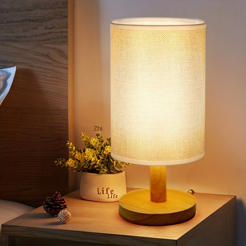 Lampe de Table avec pince en bois massif, lampe de chevet, pour