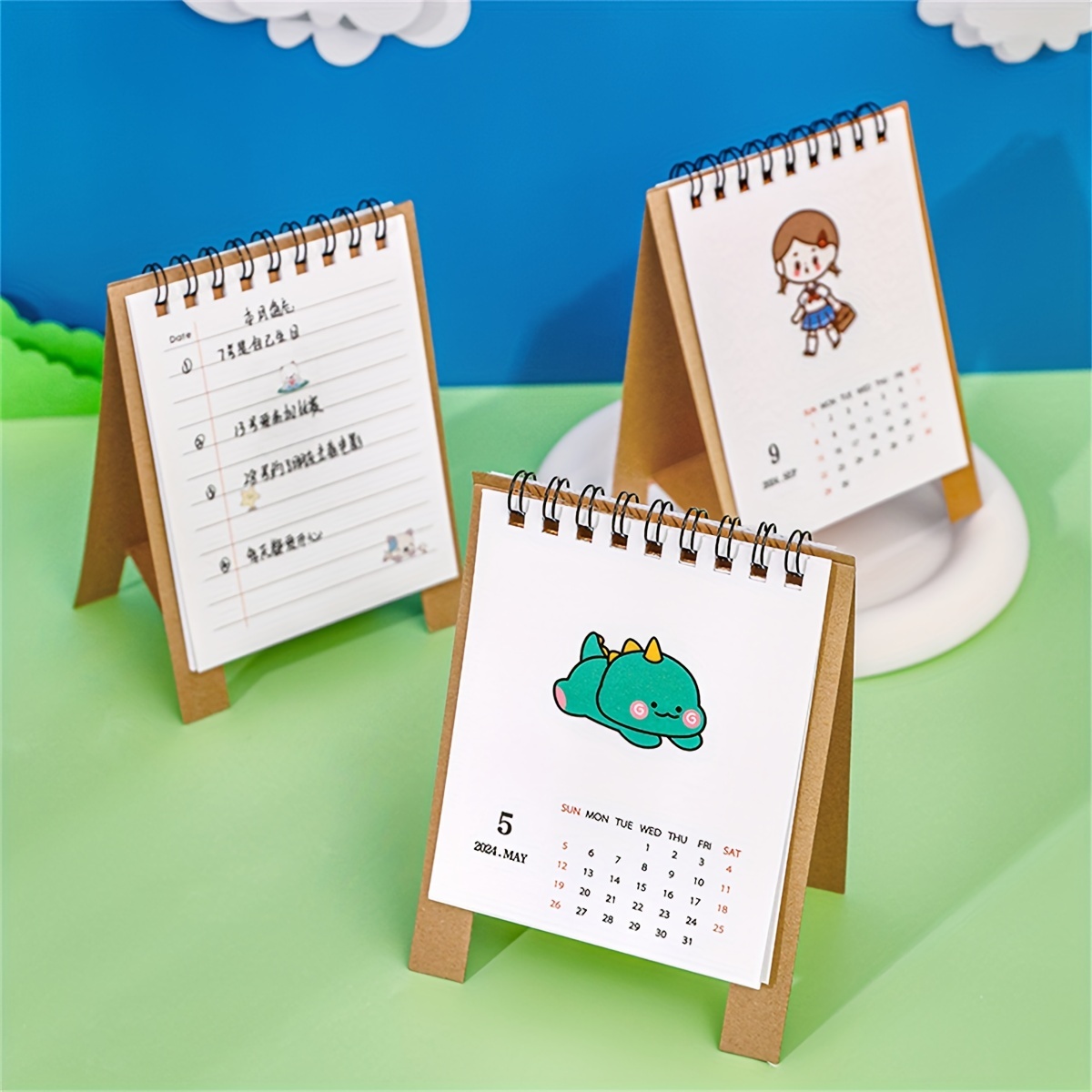 2024 Cute Cartoon Desk Calendar School Office Desktop - Temu