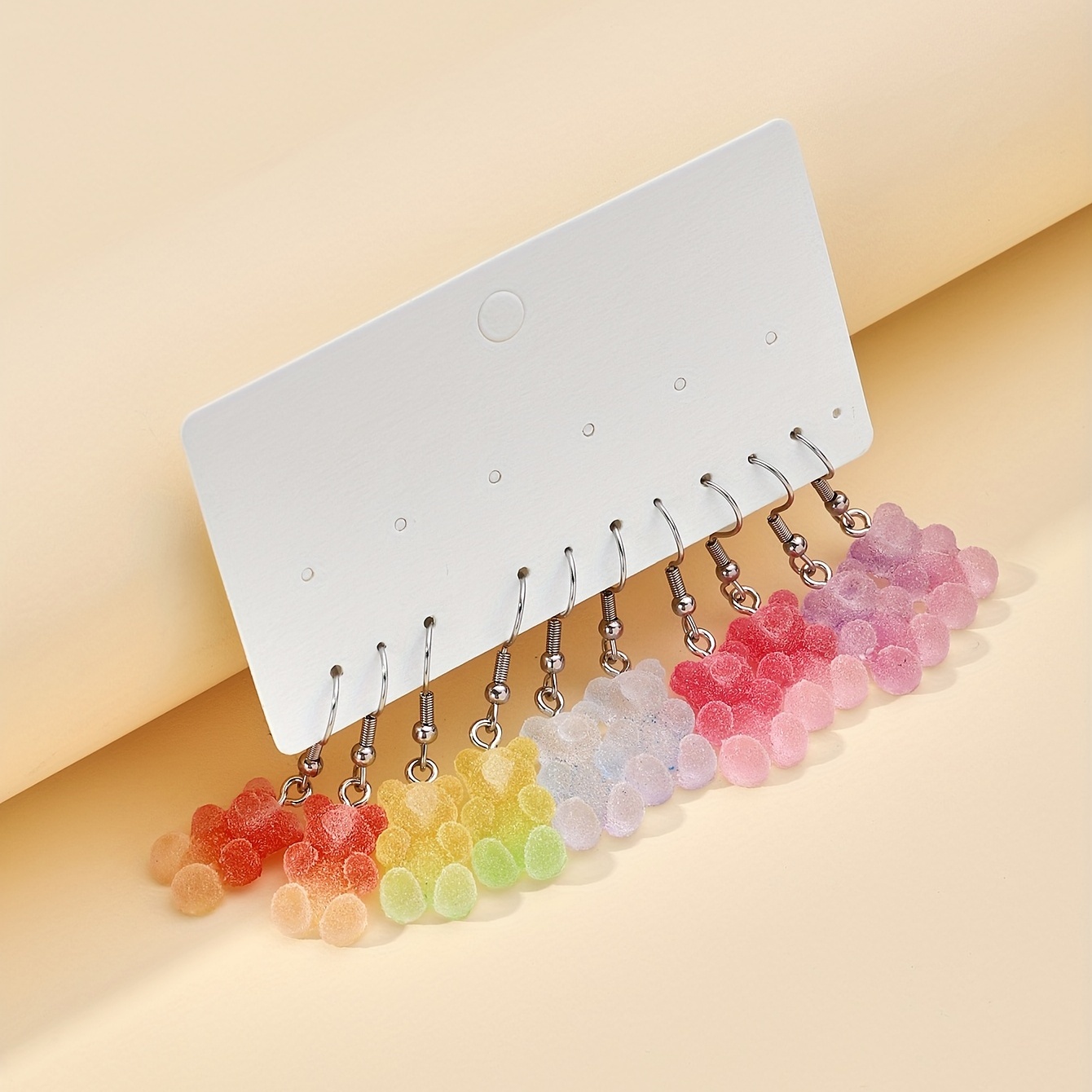 

10pcs Gradient Color Fondant Bear Earrings, Decorative Accessories Holiday Birthday Graduation Anniversary Party Gift For Girls