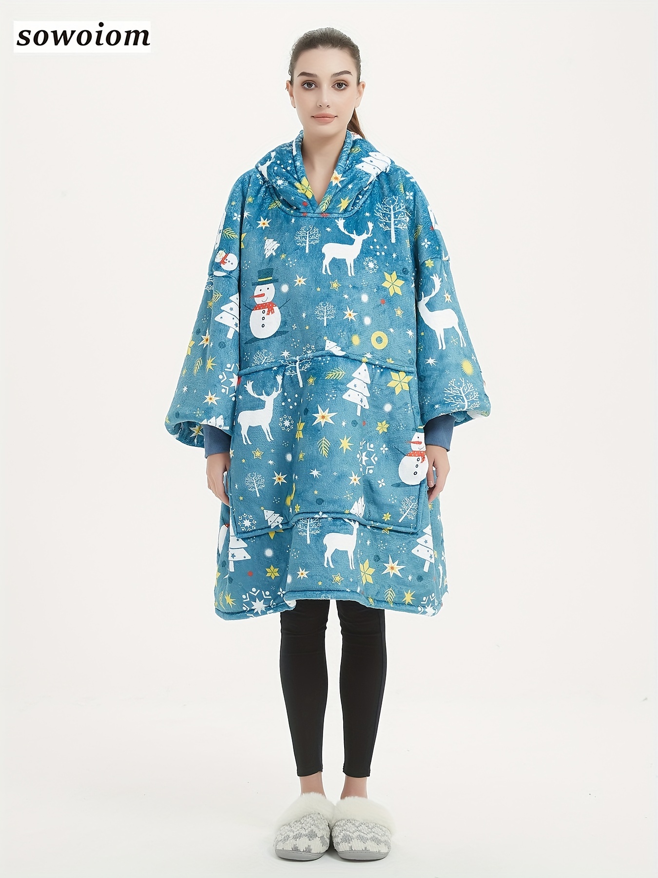 Plus Size Flannel Blanket Hoodie Fluffy Nightgowns Women's - Temu