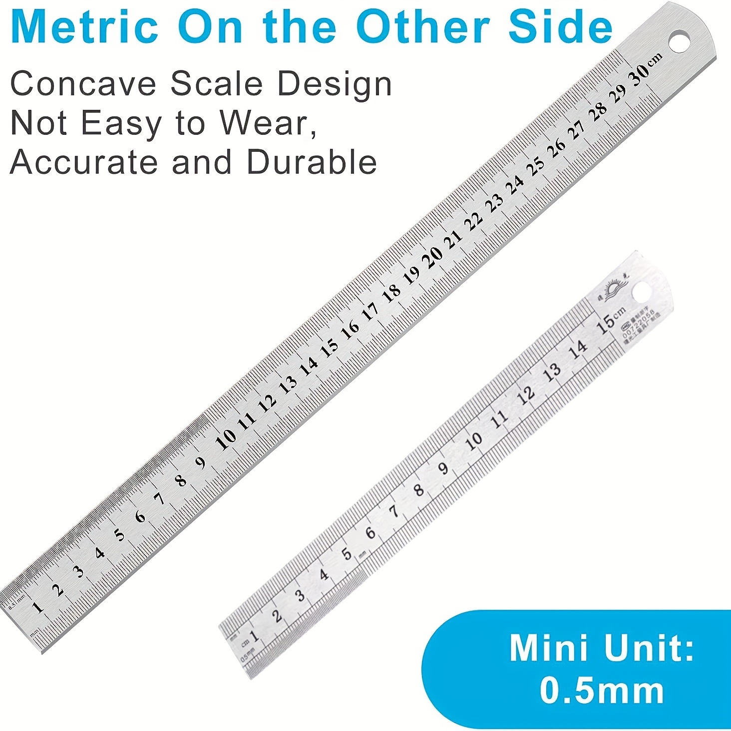 Double Side Metal Ruler Stainless Steel Ruler -- 20cm~15cm 8~6 -- cm/ft  scale
