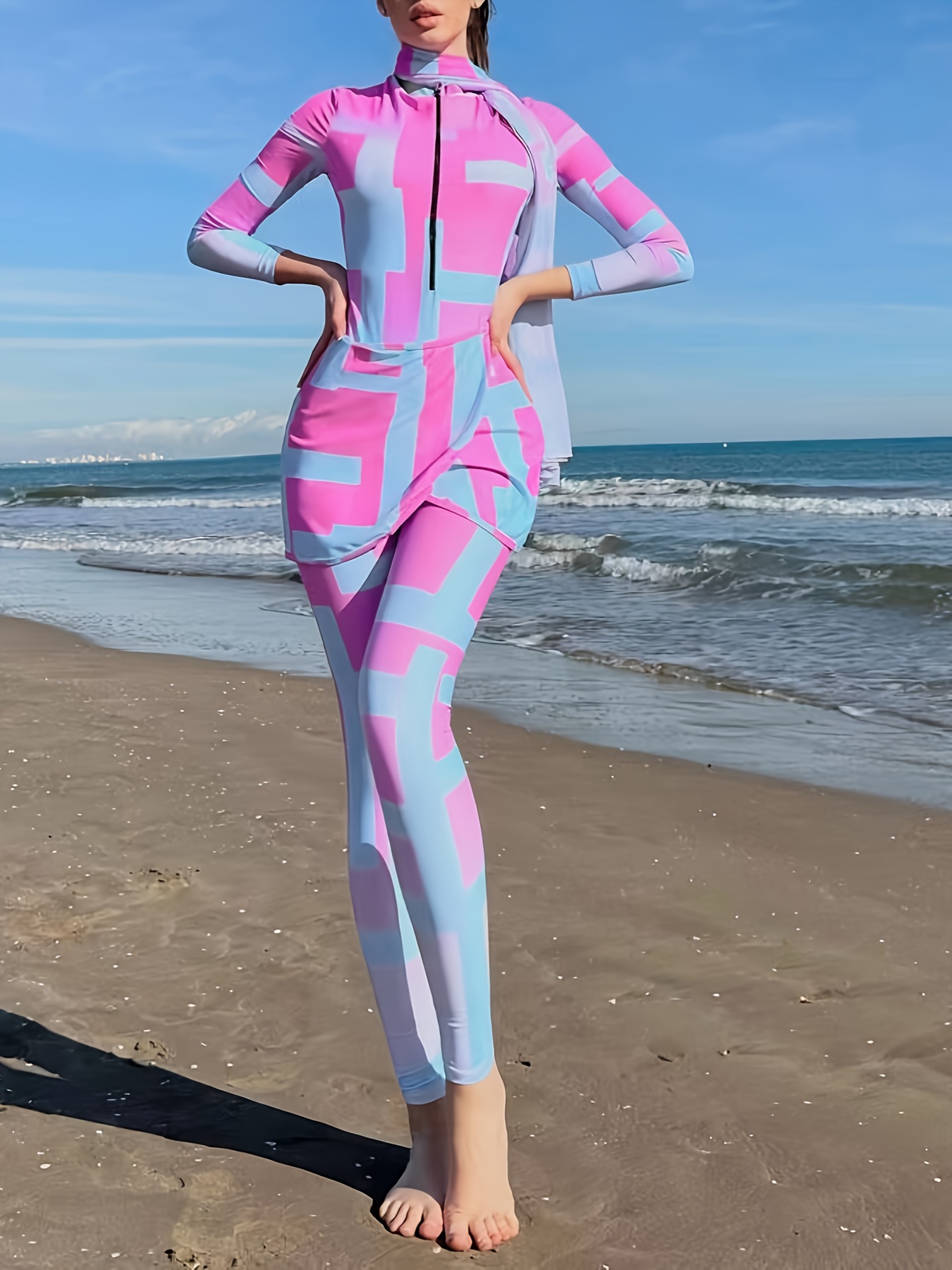 Autumn Women' s Long Sleeve Swimsuit Shapewear Rash Guard Surfing Bathing  Suit