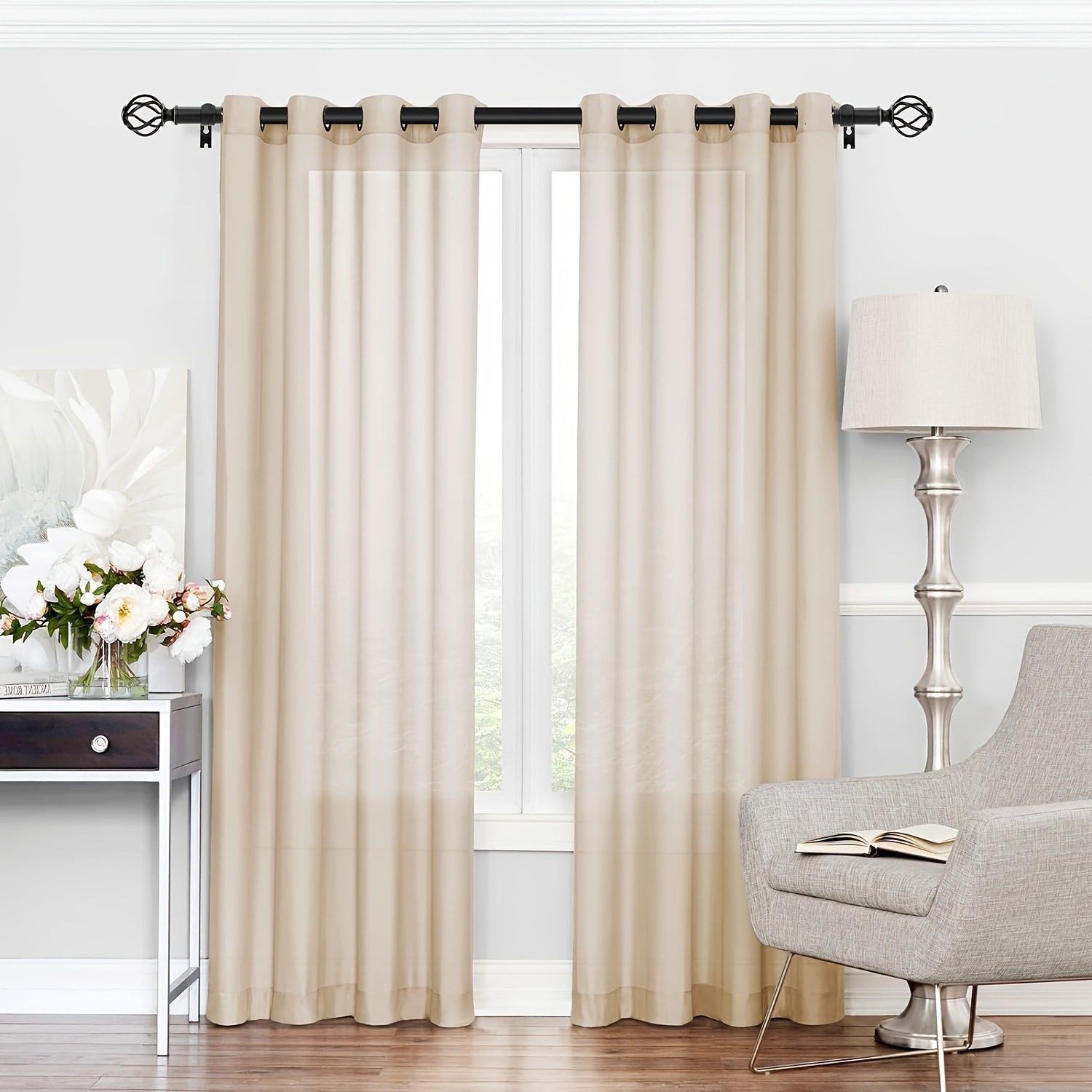 Barras de cortina envolventes doradas, paquete de 2 barras de cortina  doradas para ventanas de 28 a 48 pulgadas (2.3-4 pies), barra de cortina  opaca