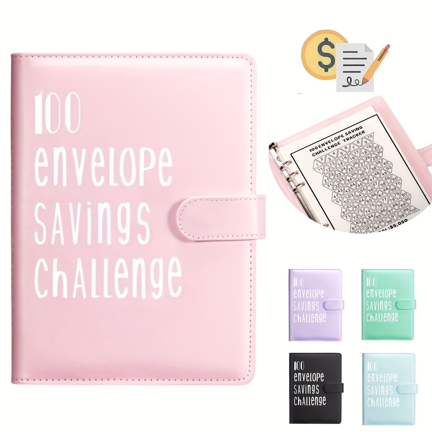 Carpeta de desafío de 100 ahorros, carpeta de desafíos de sobre, libro de  desafíos de ahorro con sobres, desafío de ahorro de sobres, mini carpeta de