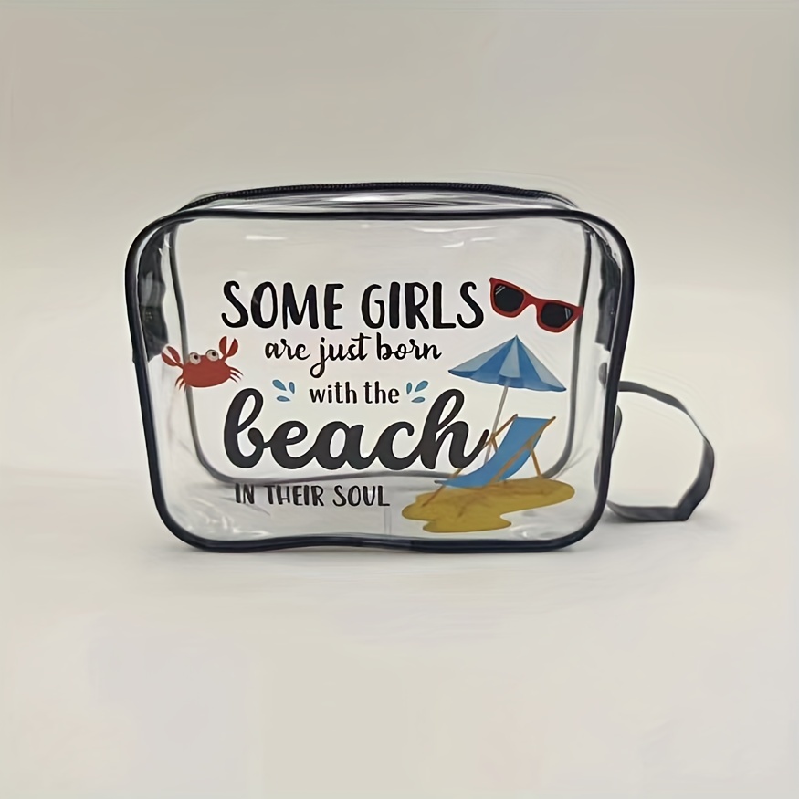 Printed Cosmetic Bag Transparent PVC Toiletry Bag Waterproof Travel Storage