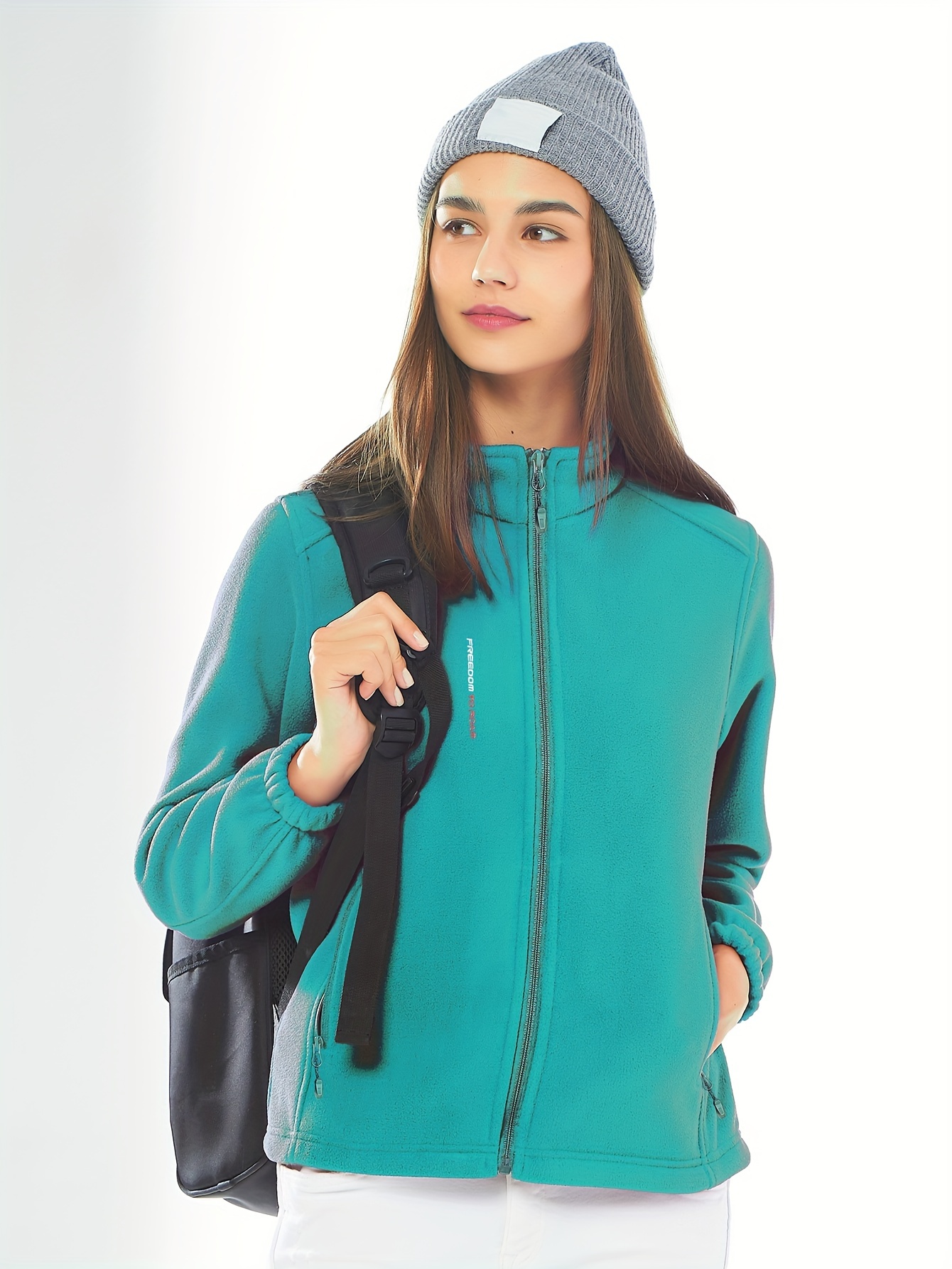 Casual Sweatshirt Jacket Mock Neck Zipper Pockets Sports Coat