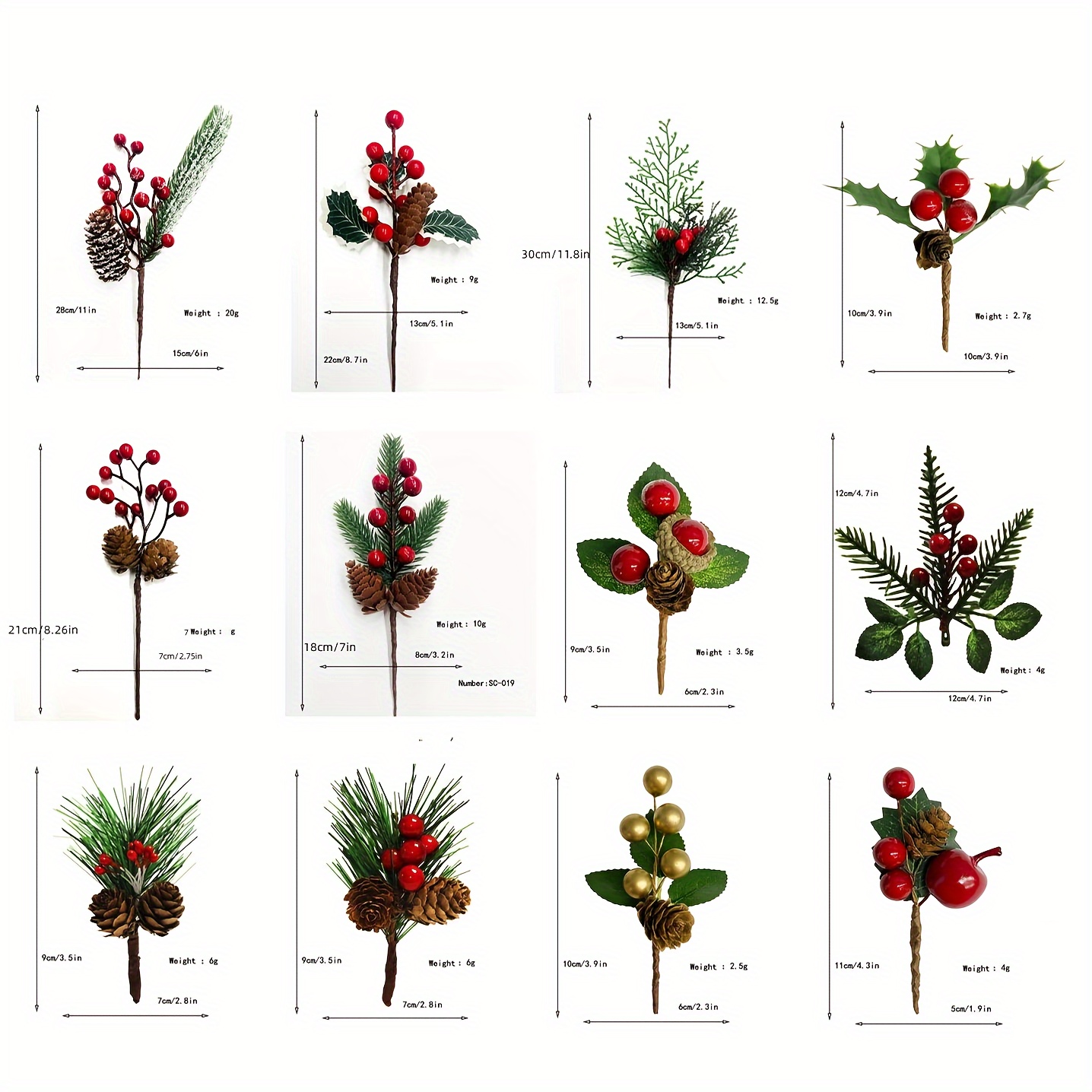 9 Pack Christmas Picks, Artificial Christmas Tree Picks and Sprays with Red  Berry Pine Branches Assorted Holly Picks for DIY Xmas Crafts Winter Gift  Holiday Season 
