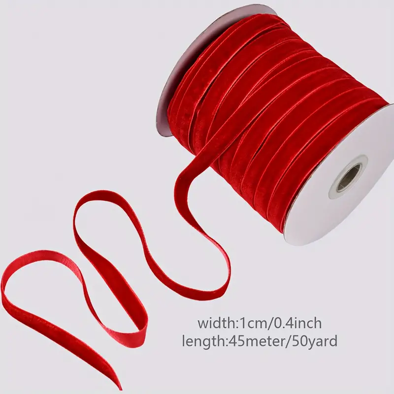 Red Velvet Woven Ribbon With A Length Of 50 Yards And A - Temu