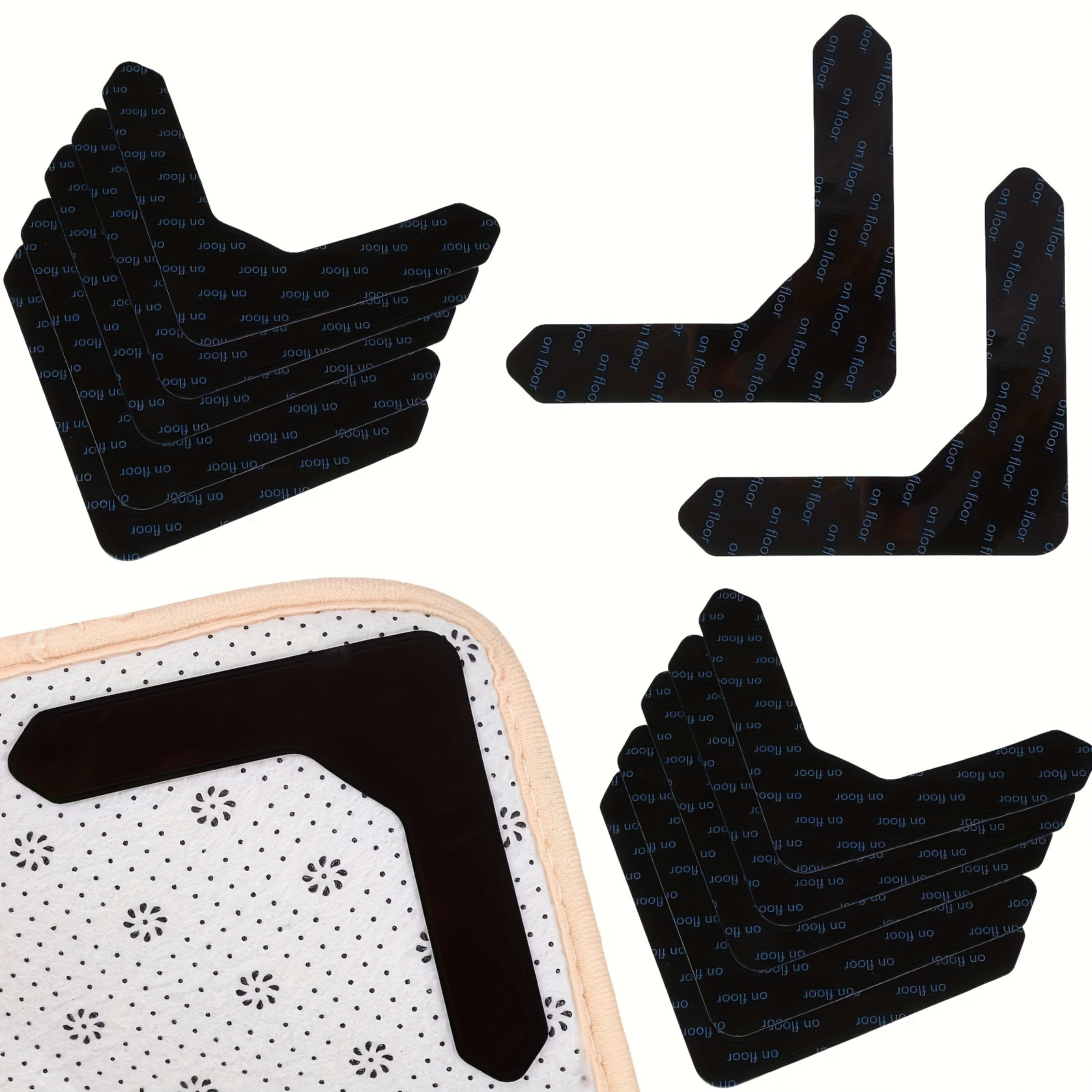 4/8/12 pcs Grippers For Rug, Non Slip Rug Pads Gripper For Hardwood Floors,  Anti Slip Carpet Tape For Area Rugs, PU Washable Removable Non-Marking  Carpet Sticker, Anti Curling Rug Non Slip Tape