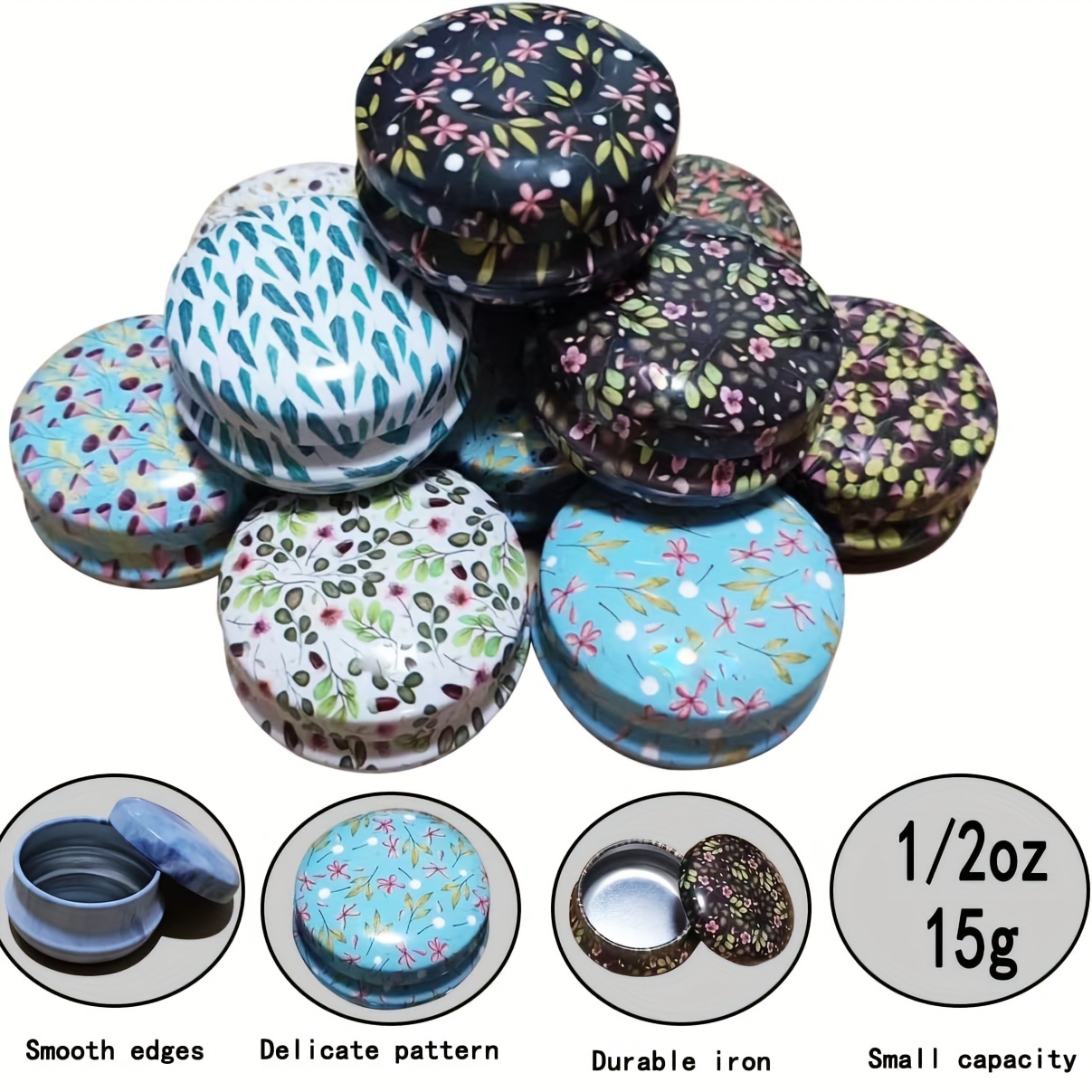12 Pack Round Tin Containers 20ml Capacity Hinged Lid for Candles Lip Balm Salve