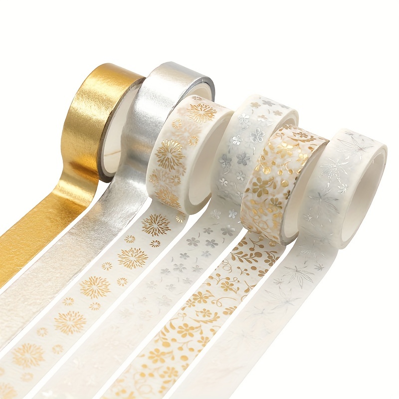 Washi Tape Set 9 Rolls Silver Gold Pattern Foil Masking Tape