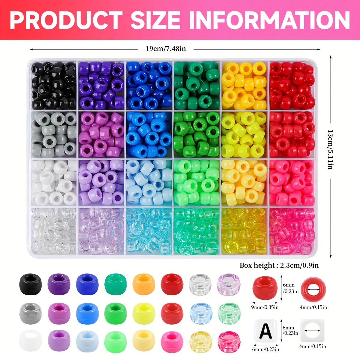 24 Colors Pony Plastic Beads Letter Beads Kit For Jewelry - Temu