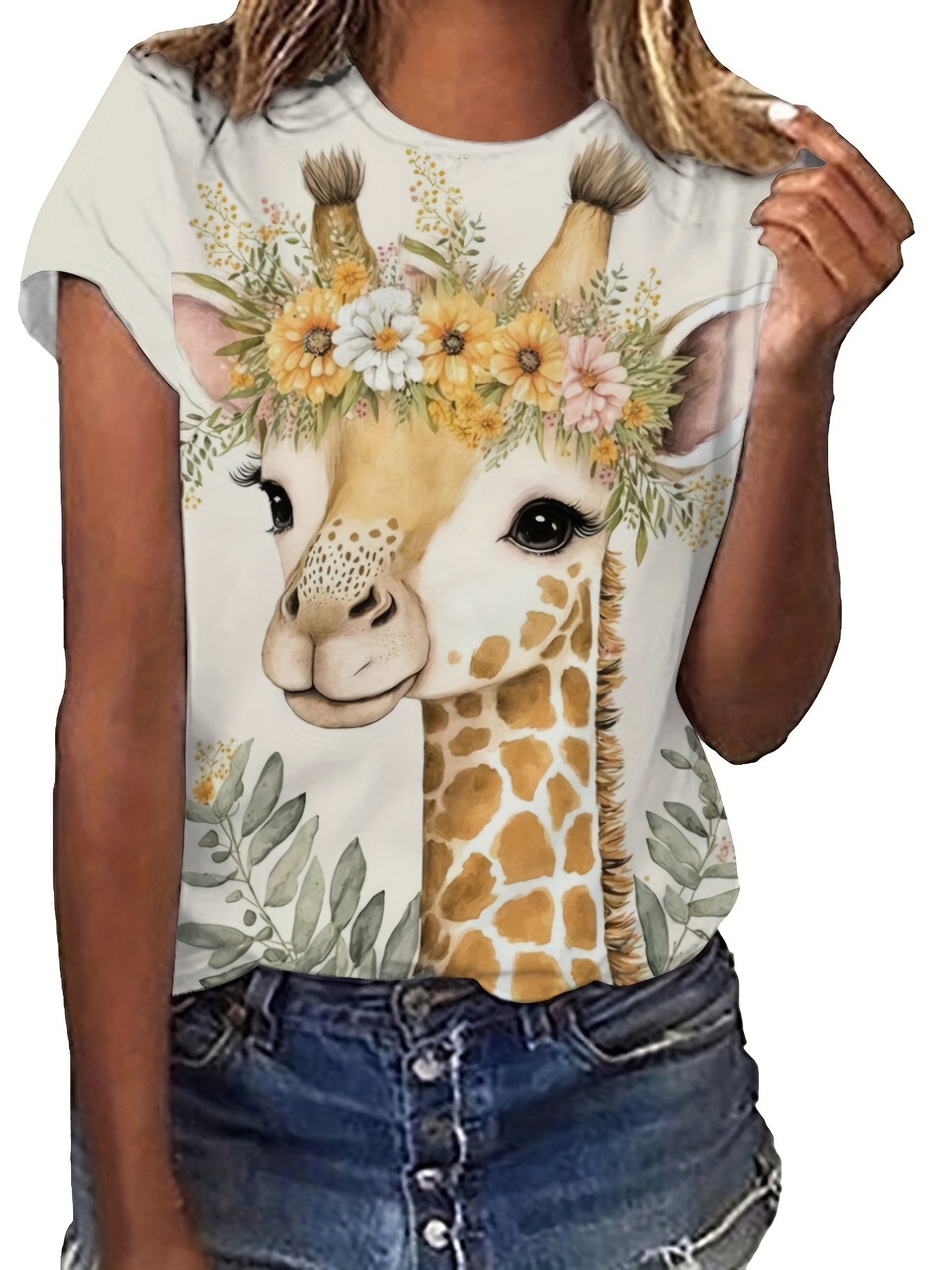  Womens Giraffe Shirts Casual Ladies Cute Graphic Tees Spring  Short Sleeve T Shirts Plus Size Summer Tops : Clothing, Shoes & Jewelry