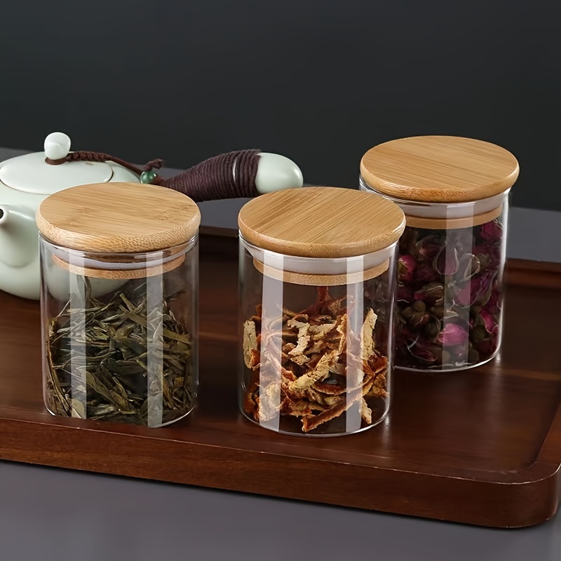 Glass Jar Container Set of 2 Decorative Storage Jars 