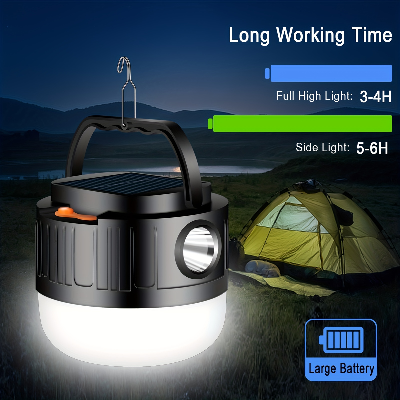 Outdoor Camping Lantern Portable LED Tent Light Rechargeable