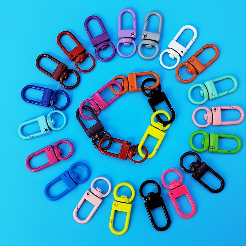 

50pcs Candy-colored Metal Paint Keychain, Lanyard Swivel Snap Hooks Heavy Lobster Claw Clasps For Bag Jewelry Accessories