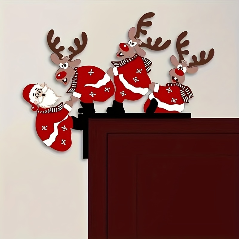 Christmas Wooden Stamp Set Santa Claus Reindeer Round Wood - Temu