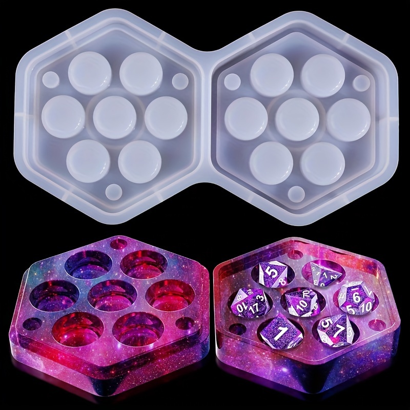 Dice Molds For Resin, 19 Styles Polyhedral Game Silicone Resin Dice Molds  With Mixing Sticks, Finger Cots, Cups, Droppers And Acrylic Paints For Resin