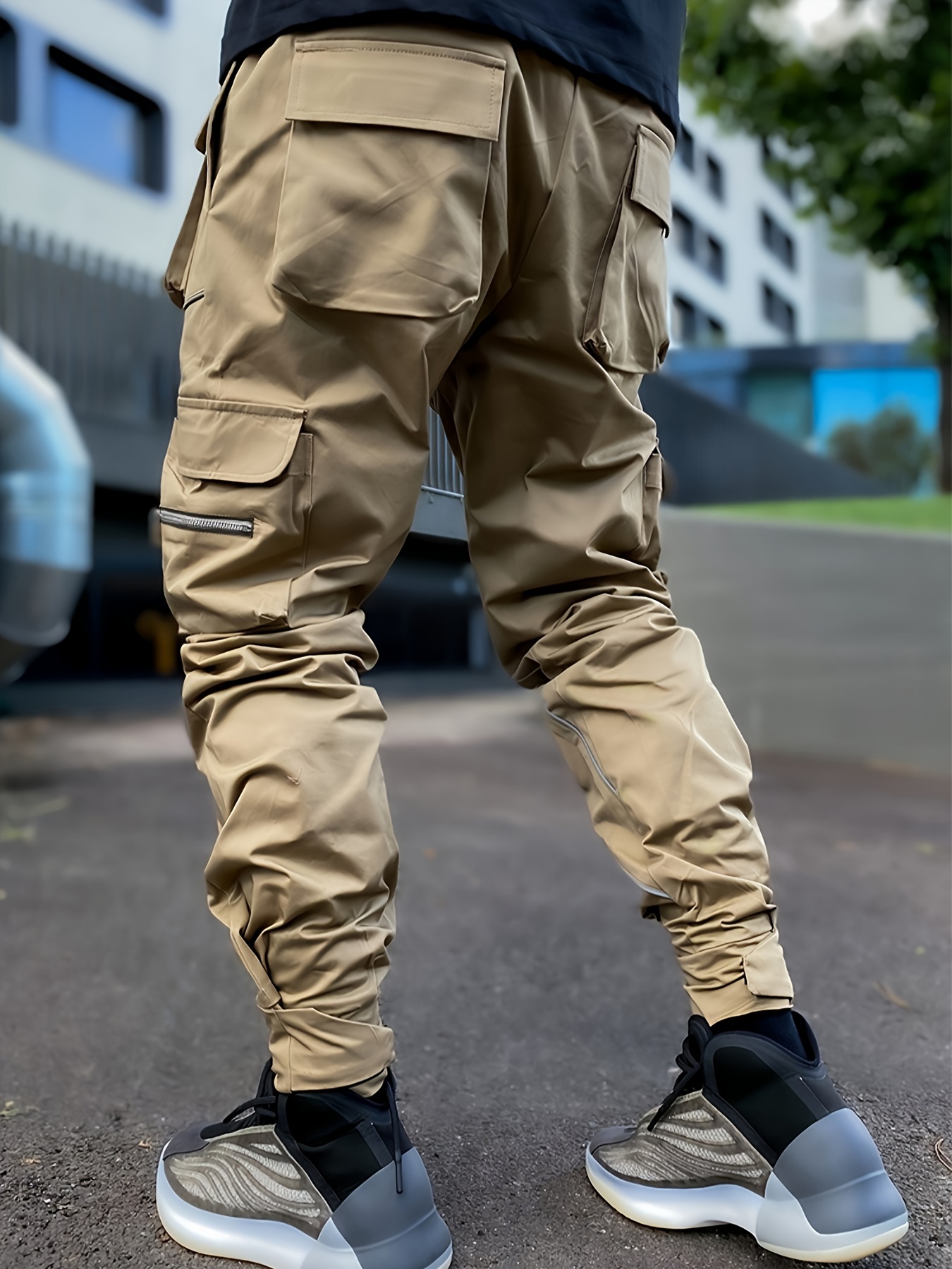 Men Baggy Pants Cargo Pockets Casual Sports Loose Hip Hop Straight Trousers  Long