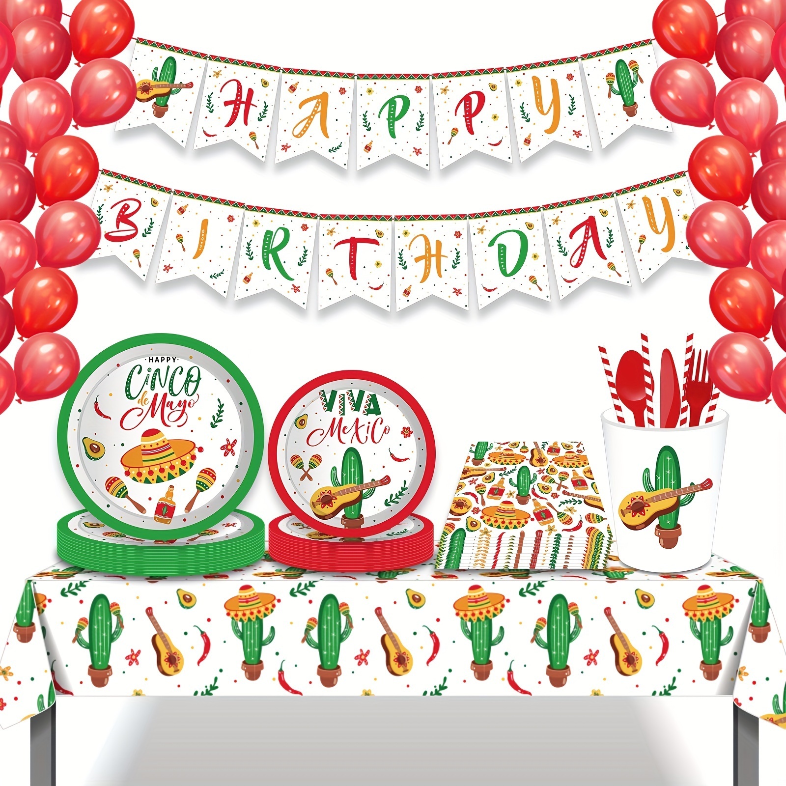 Mexican Fiesta Theme Party Tablecloths, Cinco De Mayo Party