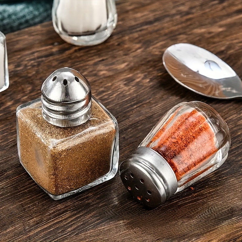 Sliner 36 Pcs Salt and Pepper Shakers 2 oz Glass Salt Shaker Spice Shakers  with Holes and Lids Clear Shakers for Seasonings Spice Containers Jars for