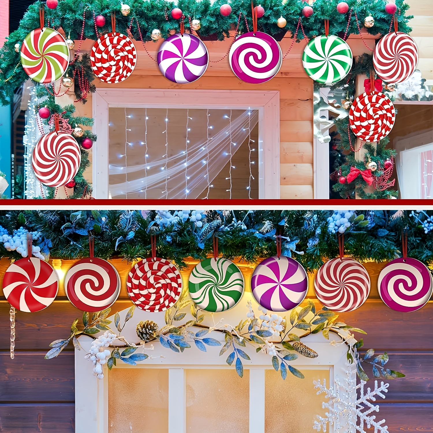 20pcs Christmas Candy Party Peppermint Lollipop Christmas Yard Outdoor