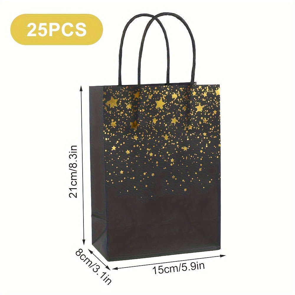Golden Black Happy Birthday Gift Bags Golden Dot Birthday - Temu