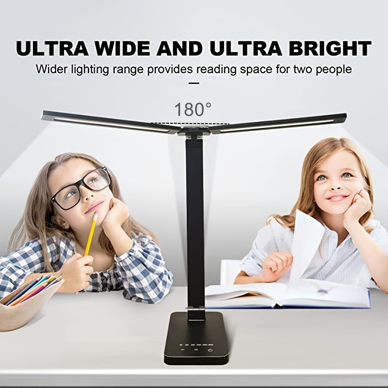 Dual Swing Arm Desk Lamp for Home Office, Eye-Care Double Head Desk Light  with