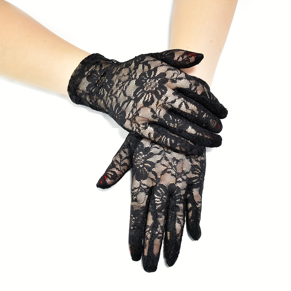 Summer Black Lace Sunscreen Gloves Women's Thin Breathable - Temu