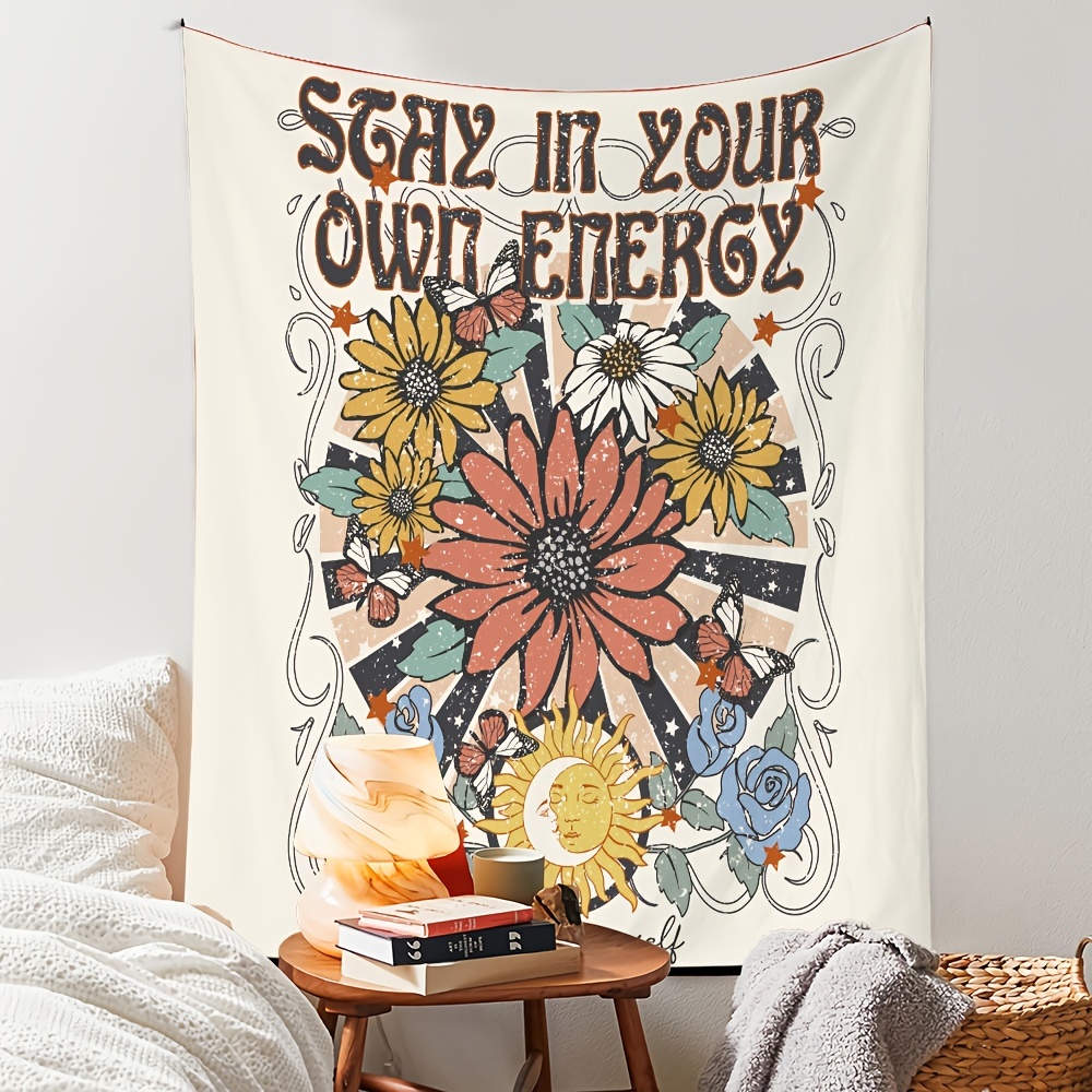 Vintage Floral Heart Tapestry Retro Wall Decor Polyester - Temu